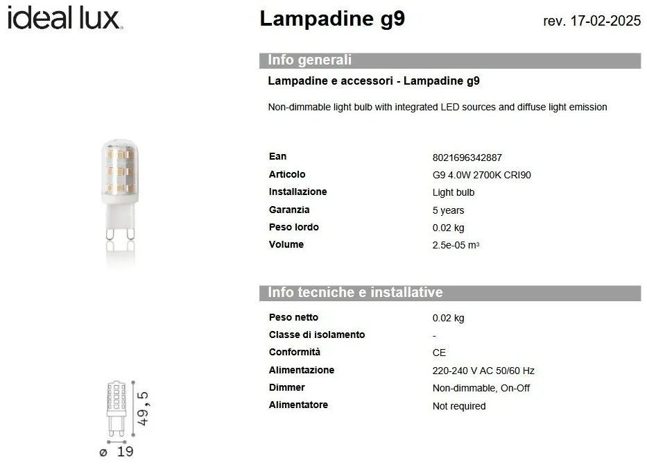 Bec LED, G9 4W 2700k cri90