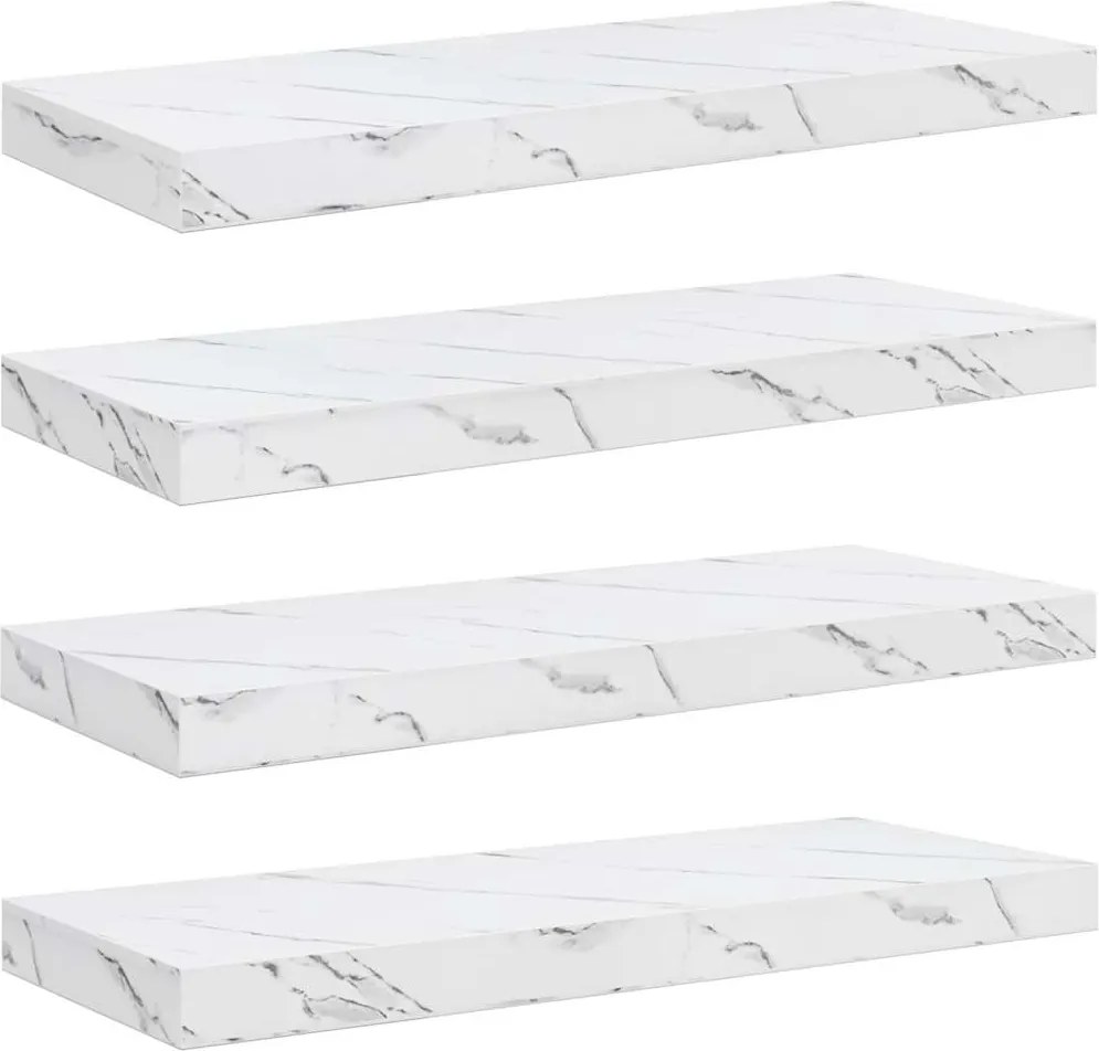 vidaXL Raft de perete 4 pcs Marmură albă 50 x 23 x 4 cm Lemn compozit