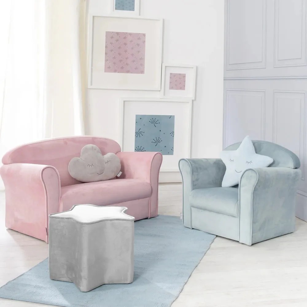 Canapea pentru copii roz-deschis cu tapițerie din catifea 78 cm Lil Sofa – Roba