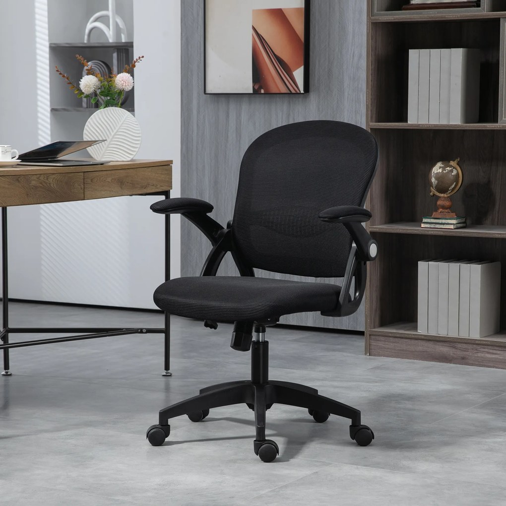 Vinsetto Scaun de Birou Ergonomic cu Spătar din Plasă, Scaun de Birou cu Înălțime Reglabilă, 65.5x61.5x88-97.5 cm, Negru | Aosom Romania