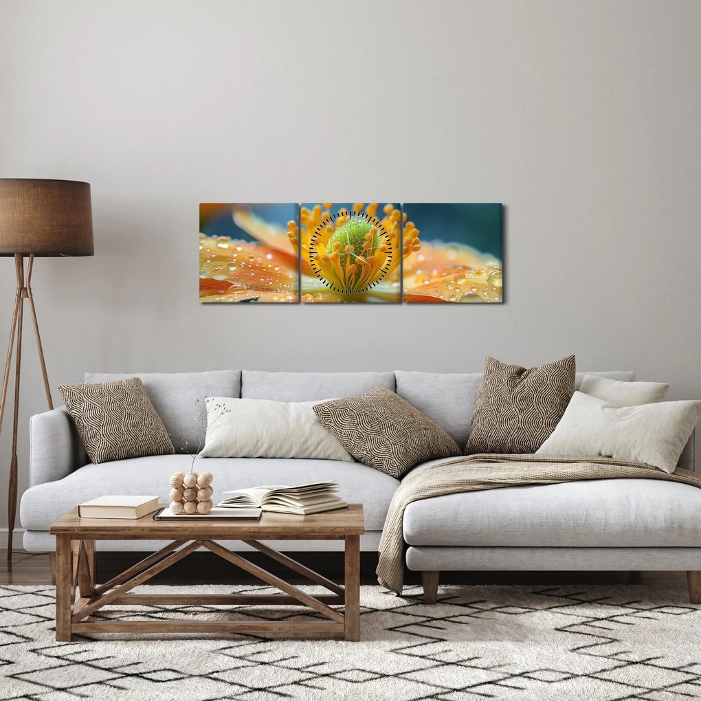 Tablou - Detaliu de floare (cu ceas) (90x30 cm)