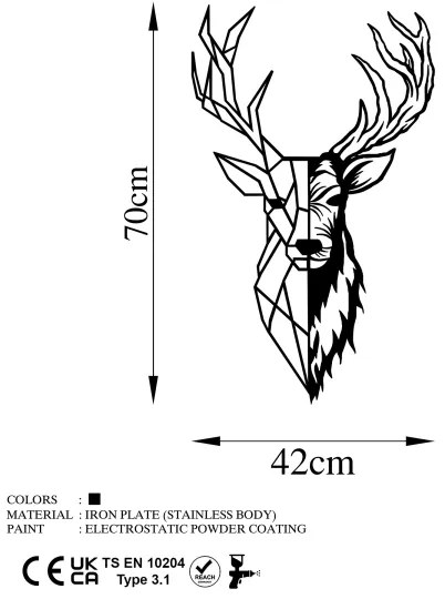 Decorațiune de perete 42x70 cm metal cerb