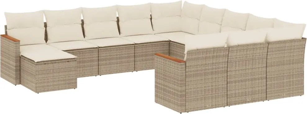 vidaXL Set canapele de grădină cu perne, 12 piese, bej, poliratan