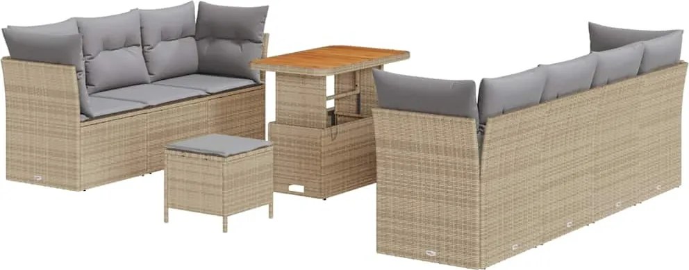 vidaXL Set de canapele pentru grădină 10 pcs Bej poliratan