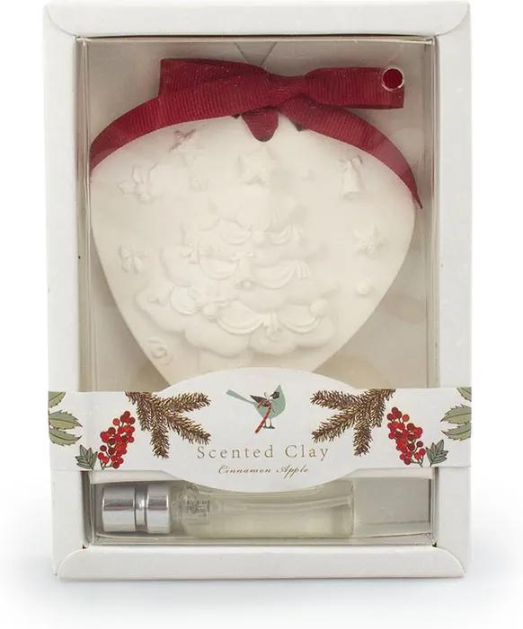 Ceramică de Crăciun, parfumată cu ulei Scorţişoară şi măr, alb, 15 cm