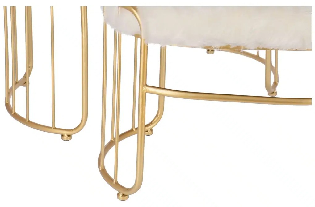 Set taburete Perla metalice cu blanita sintetica, baza aurie, design modern 2 piese