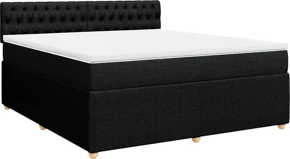 vidaXL Pat box spring cu saltea, negru, 180x200 cm, catifea