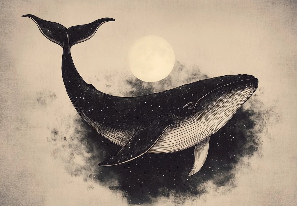 Fototapet - Balena cu luna plină (147x102 cm)
