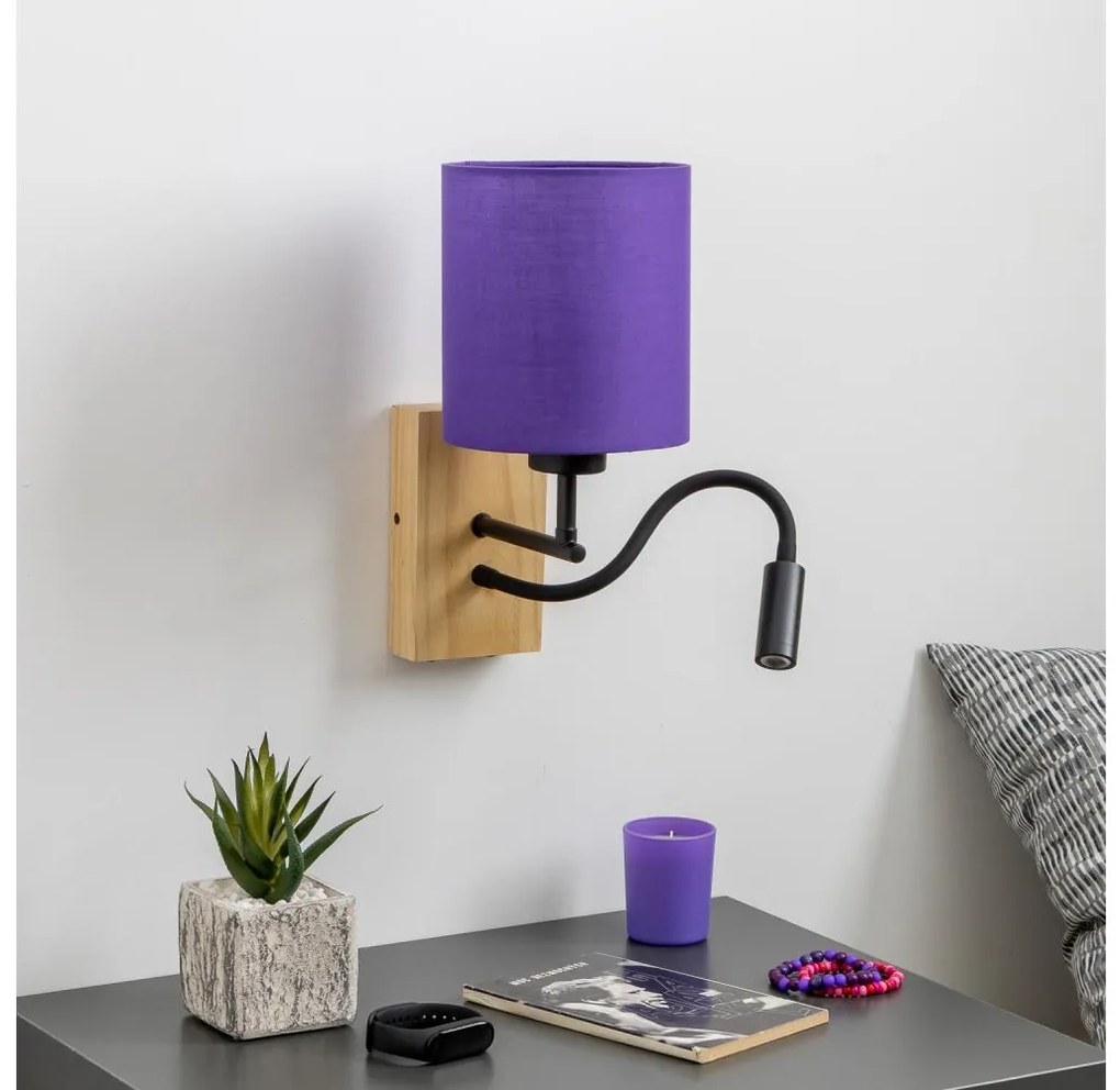 Lampă LED de perete Brilagi NUBILA WOOD 1xE27/25W/230V + LED/3W stejar/mov