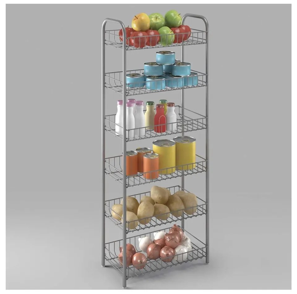 Etajeră albă din metal 41x104x23 cm Monaco – Metaltex