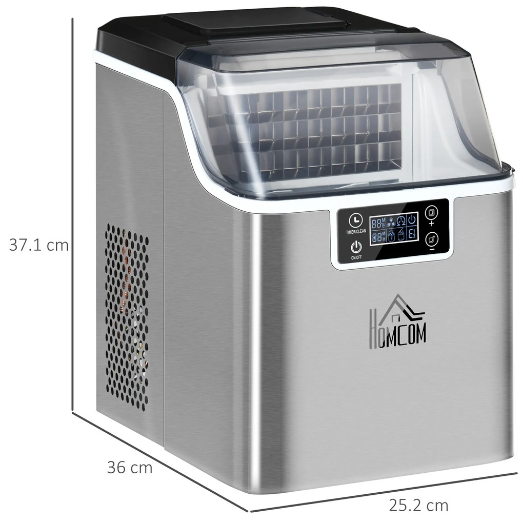 HOMCOM Mașină de Făcut Gheață Rapidă 3.2L Autocurățare Capacitate 20kg/zi pentru Băuturi Răcoritoare | Aosom Romania