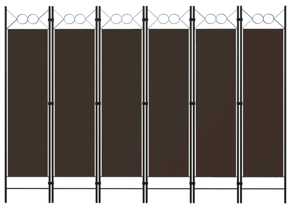 vidaXL Paravan de cameră cu 6 panouri, maro, 240 x 180 cm