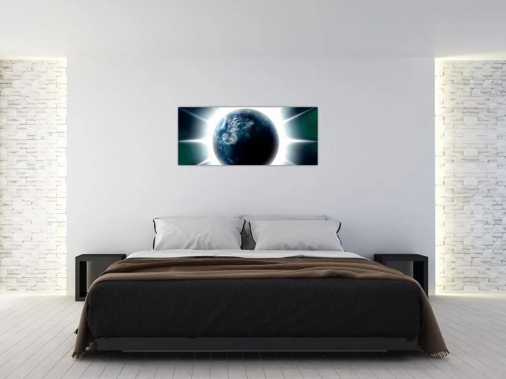 Tablou cu planeta iluminată (120x50 cm)