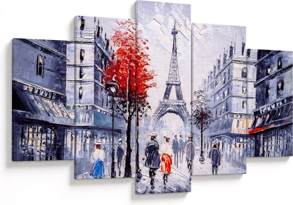 Tablou - Străzi din Paris, pictură în ulei (150x105 cm)