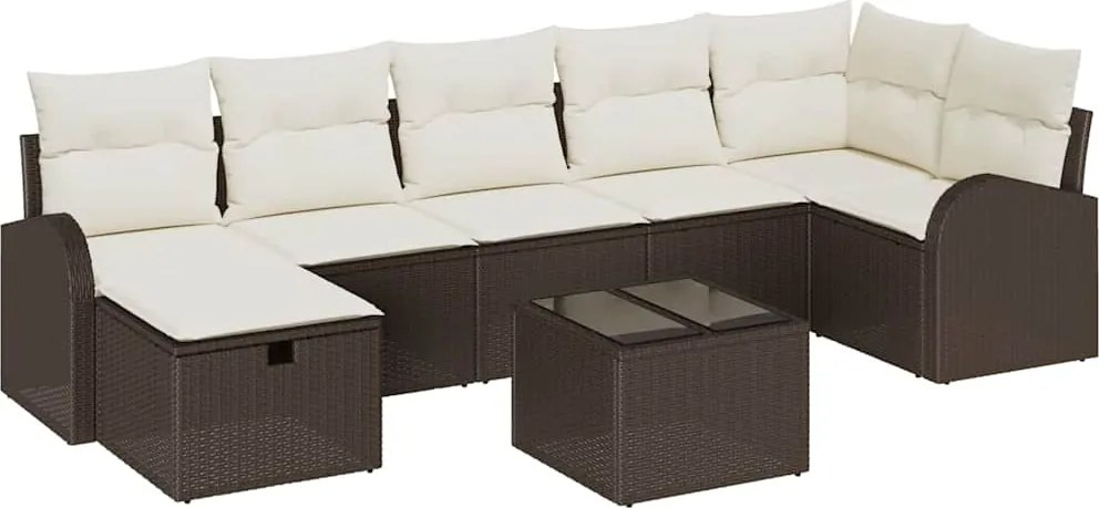 vidaXL Set de canapele pentru grădină cu pernă 8 pcs Maro Rattan poli