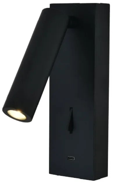 Aplica de perete, Mufa USB, LED, Tarifa III negru MA-8985
