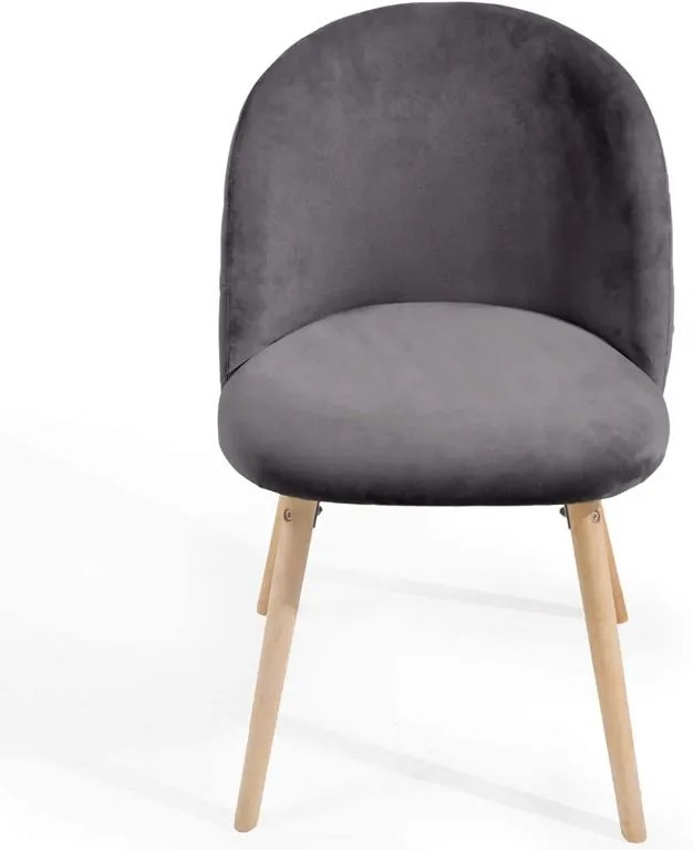 Set de 2x scaune de masă din catifea, gri închis
