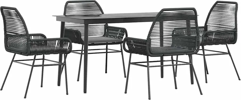 vidaXL Set de sufragerie de grădină 5 piese neagră Sticlă Poly Rattan
