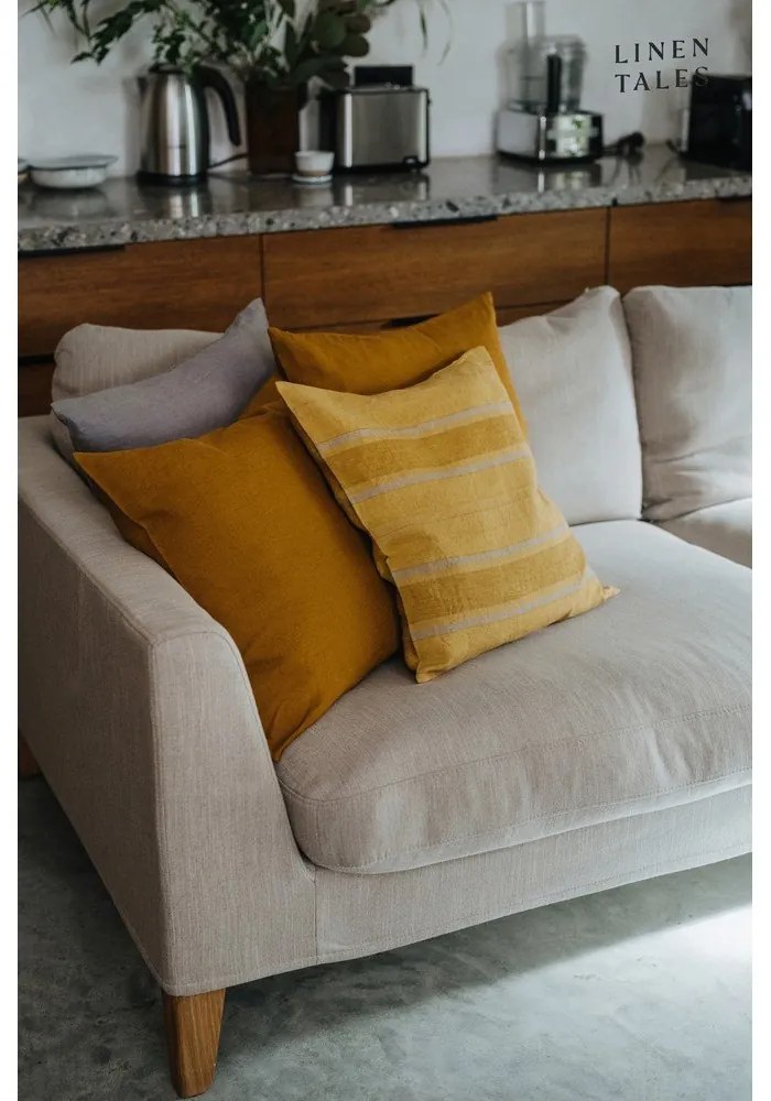 Față de pernă din in 40x40 cm Amber Bronze Stripes – Linen Tales