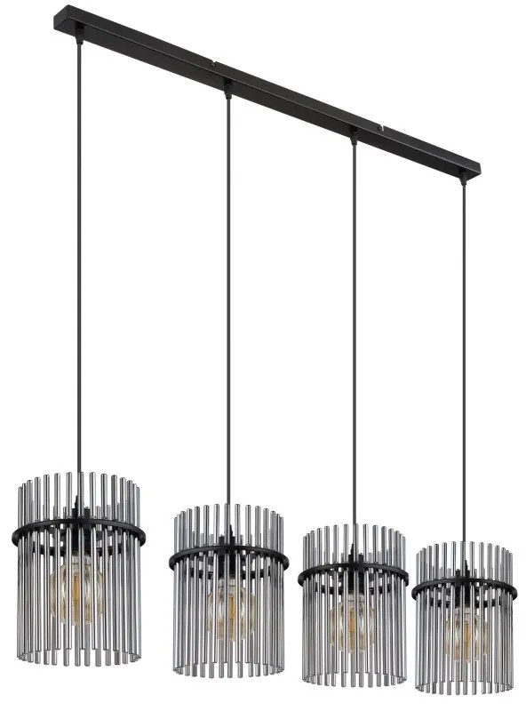 Lustra suspendata 4L design modern GORLEY negru, fumuriu