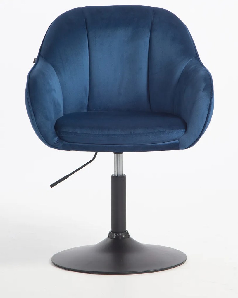 HR2055N Scaun Bleumarin din Catifea cu Bază Neagră