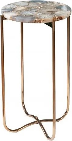 Masuta laterala Noble I 35cm agat albastru/ auriu