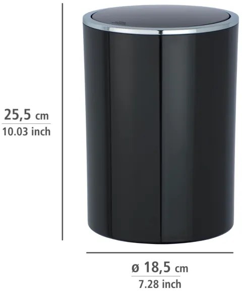 WENKO 22558100 - Coș INCA 18,5 x 25,5 cm, negru/crom lucios