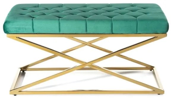 Bancă matlasată SALIBA 50x97 cm aurie/verde