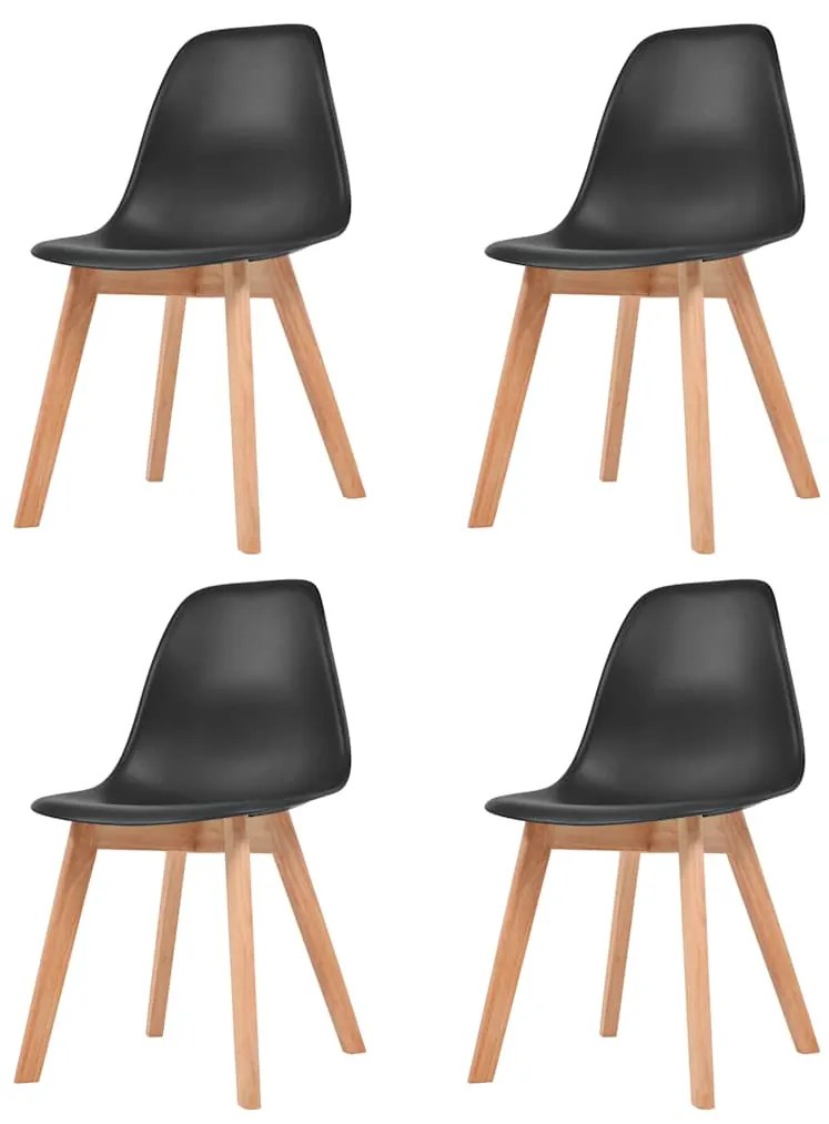 vidaXL Scaune de bucătărie, 4 buc., negru, plastic
