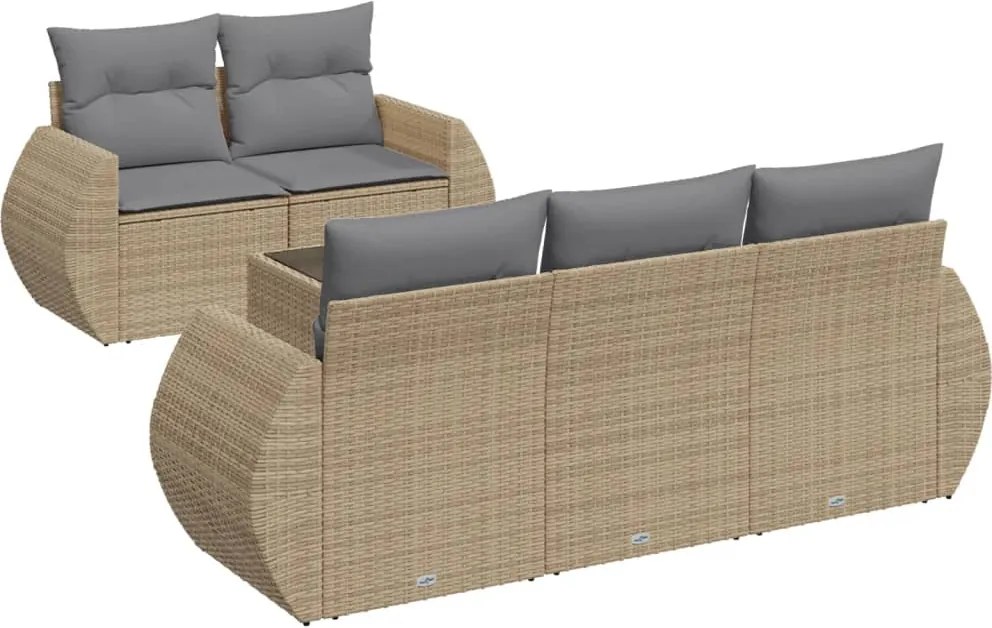 vidaXL Set canapele de grădină cu perne, 6 piese, bej, poliratan