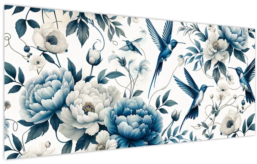 Tablou - Colibri cu flori (120x50 cm)