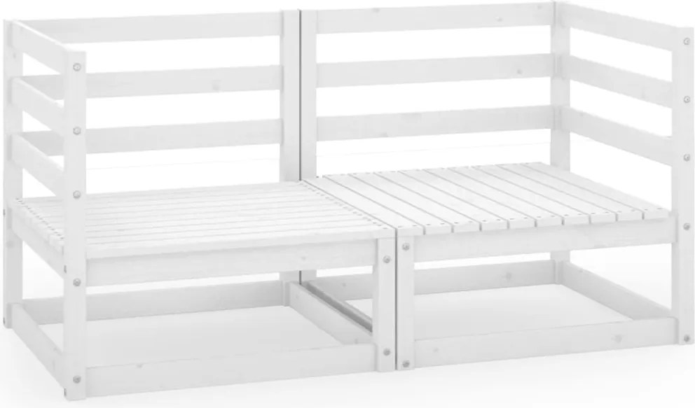 vidaXL Canapea de grădină cu 2 locuri, alb, lemn masiv de pin