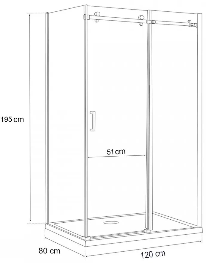 Cabină de duș asimetrică Bold-in 80x120 cm