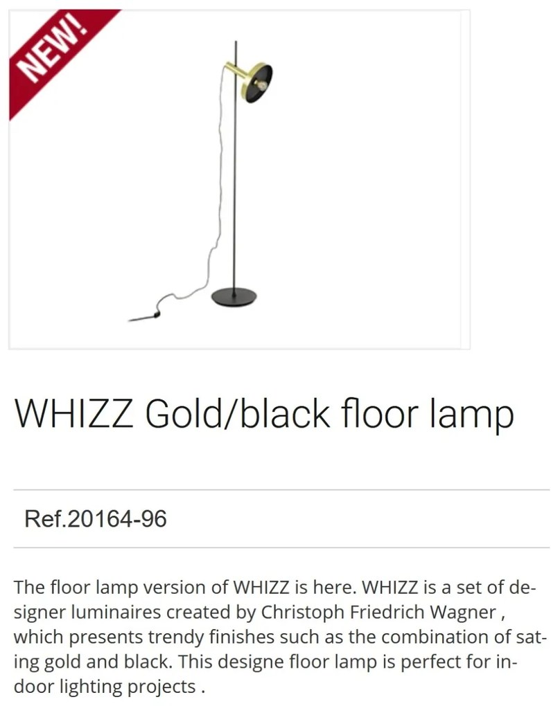 Lampadar / Lampa de podea design modern WHIZZ auriu/negru
