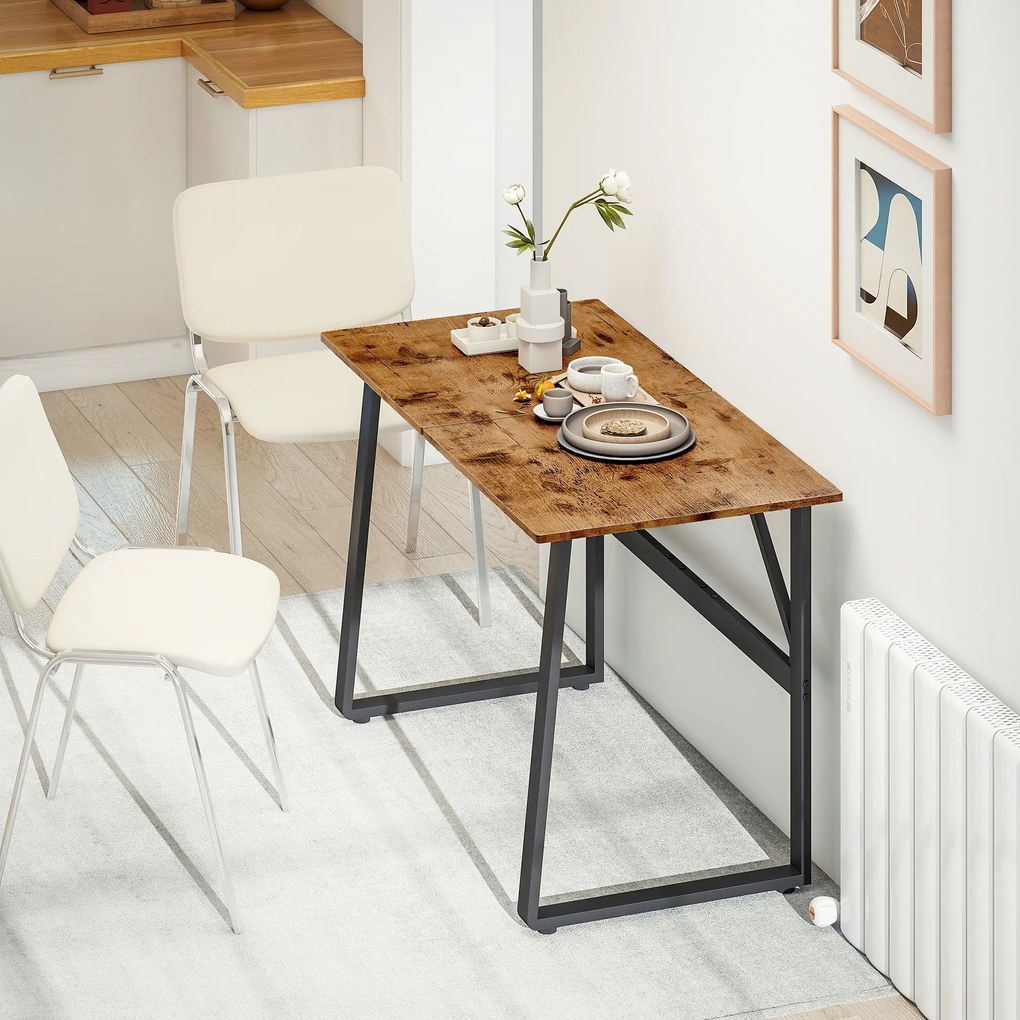 HOMCOM Birou pentru Computer, 120x60x76 cm Birou Lungu cu Colțuri Rotunjite și Structură din Oțel, Masă PC Industrială, pentru Casă, Studiu, Dormitor, Birou, Maro Rustic | Aosom Romania