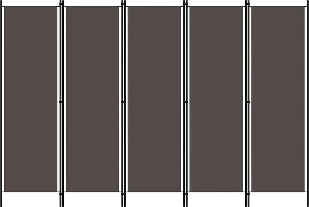 vidaXL Paravan de cameră cu 5 panouri, antracit, 250 x 180 cm