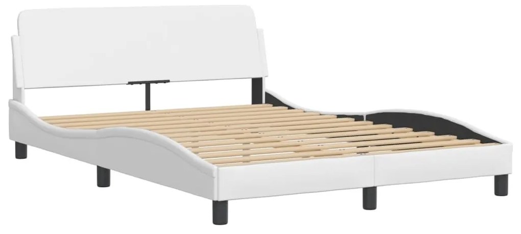 373179 vidaXL Cadru de pat cu tăblie, alb, 140x190 cm, piele ecologică