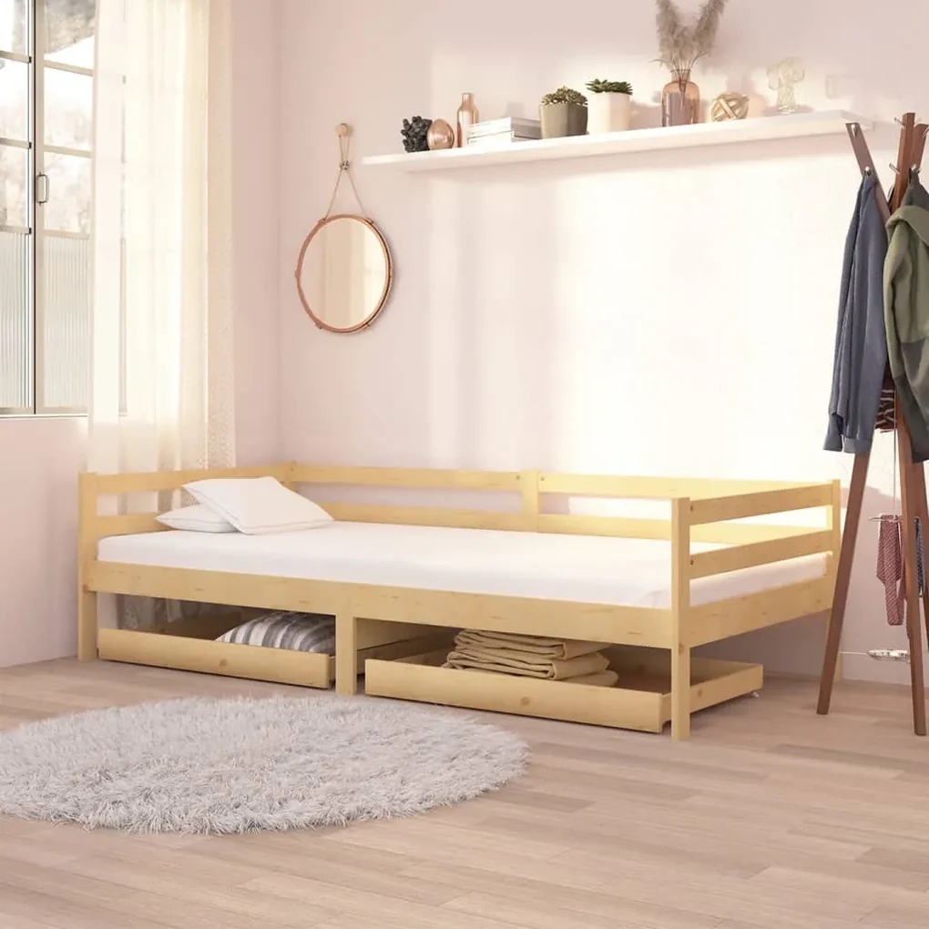 806970 vidaXL Sertare pentru pat de zi, 2 buc., lemn masiv de pin