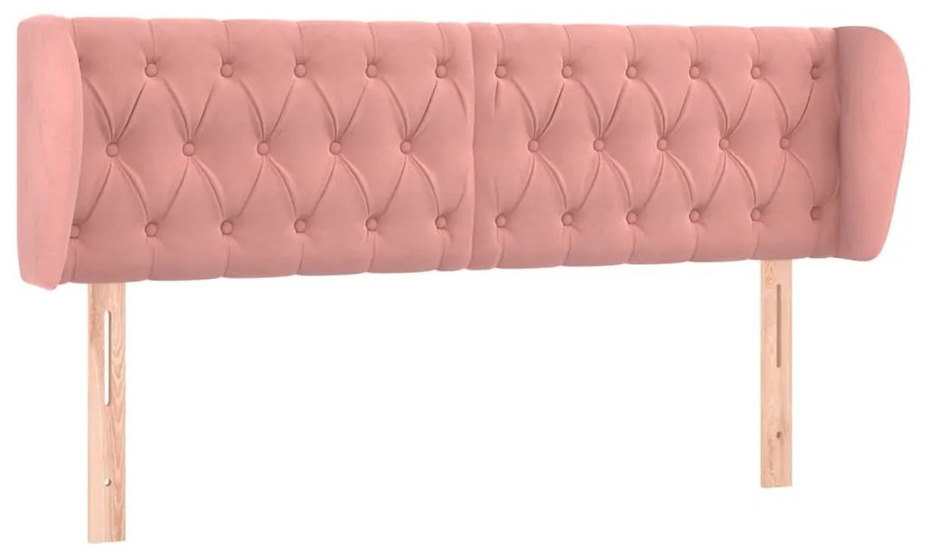 vidaXL Tăblie de pat cu aripioare roz 163x23x78/88 cm catifea