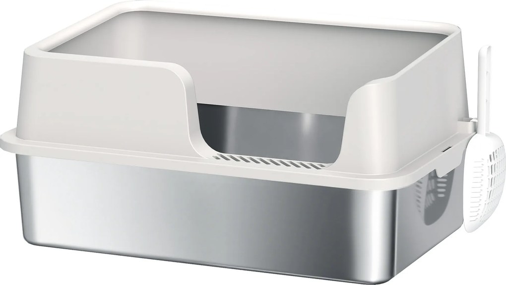 PawHut Litieră Inox, Bord Detasabil, Antimiros | Aosom Romania