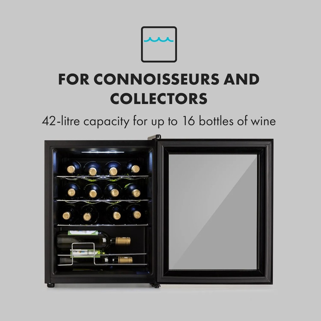 Shiraz, răcitor de vinuri, 42 l, panou de control tactil, 131 W, 5 - 18 °C, negru