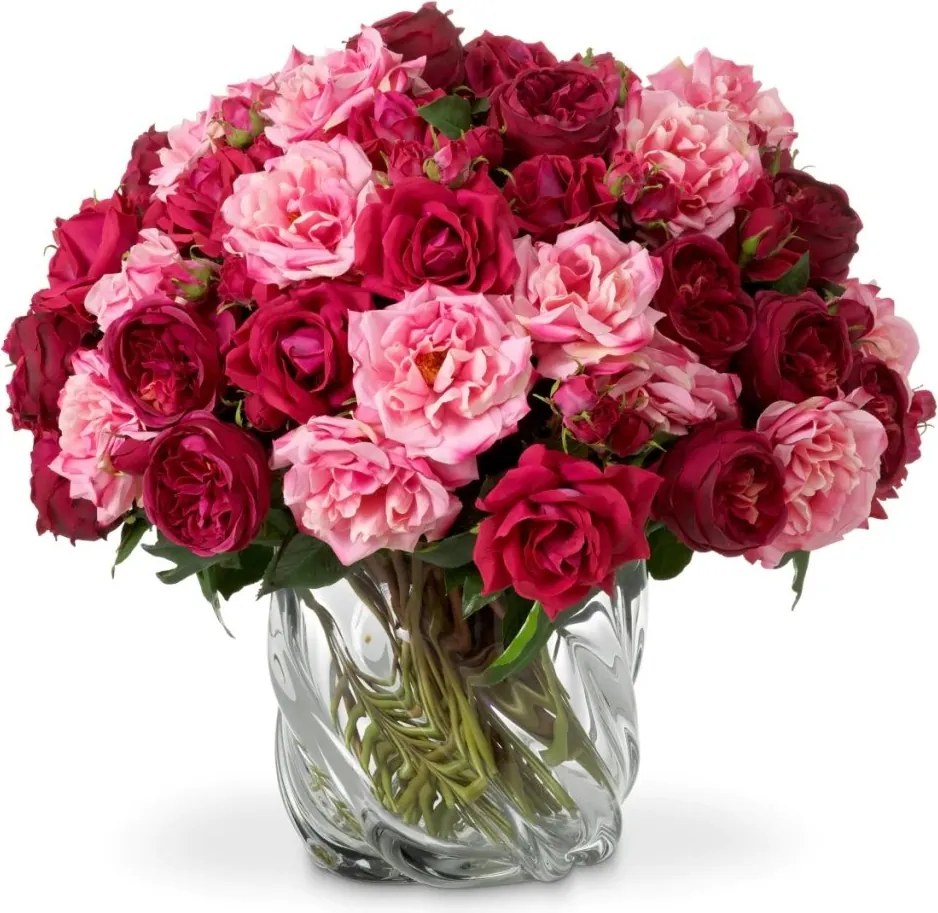 Buchet artificial LUX din 72 de trandafiri roz si rosii, Roses
