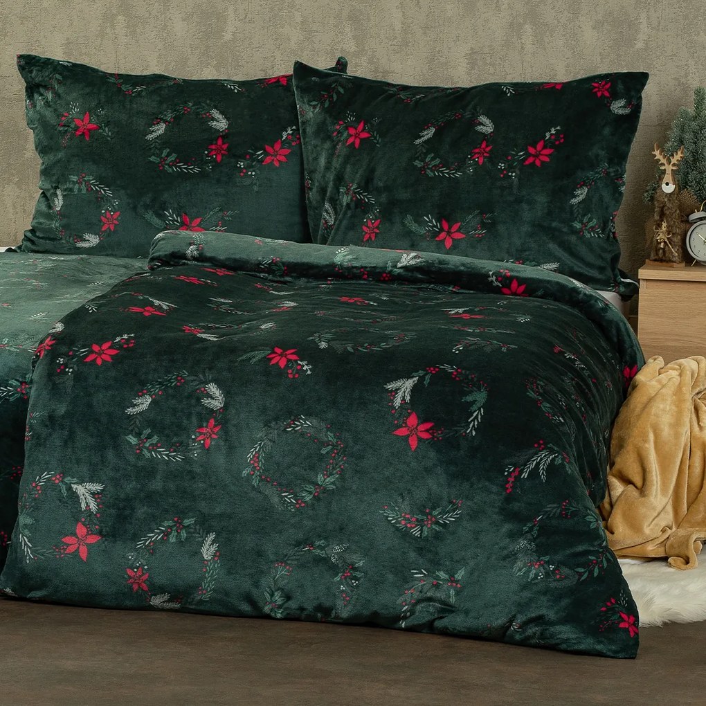 Lenjerie de pat din microflanel 4Home Poinsettia, 160 x 200 cm, 70 x 80 cm