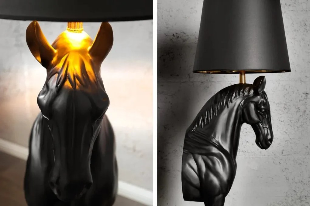 Lampa decorativa de podea, Cal, Negru, BLACK BEAUTY 130cm