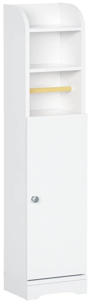 kleankin Dulap de Baie Îngust cu 3 Rafturi Reglabile, Dulăpior pe 2 Niveluri și Suport pentru Hârtie, 23x18x100 cm, Gri | Aosom Romania