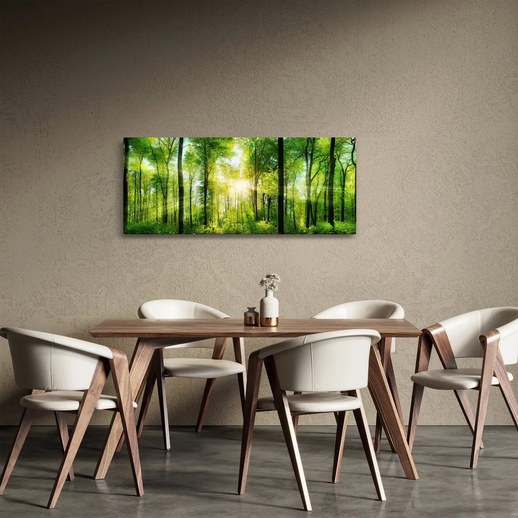 Tablou - Răsărit în pădure (120x50 cm)