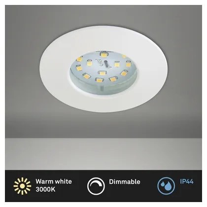 Briloner 8316-016 – Plafonieră LED încastrată pentru baie, dimabilă, 5,5 W, 230 V, IP44, albă
