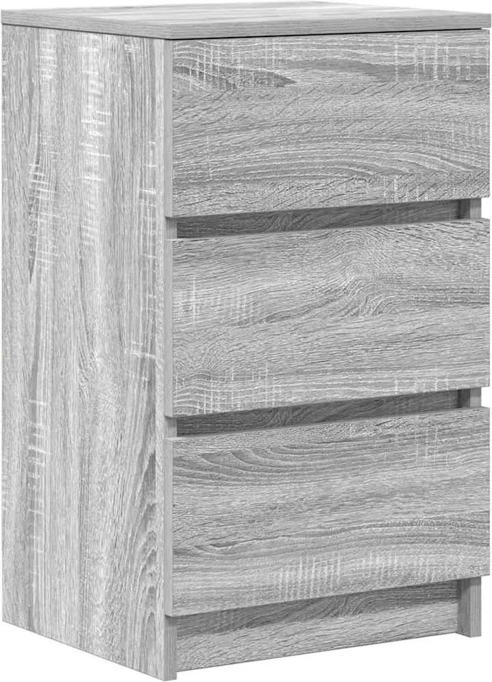 vidaXL Noptiera cu 3 sertare Gri Sonoma 39x35x65 cm