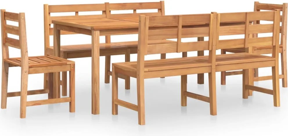 vidaXL Set de sufragerie de grădină, lemn masiv de tec, 5 piese