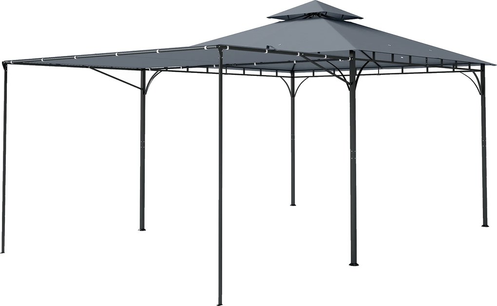 Outsunny Foișor de Grădină 3.2x3.2 m cu Acoperiș Extensibil, Foișor de Exterior cu Acoperiș Dublu Ventilat, Găuri de Drenaj, Cadru Metalic, pentru Grădină, Balcon, Petreceri, Terasă, UV30+, Gri Închis | Aosom Romania
